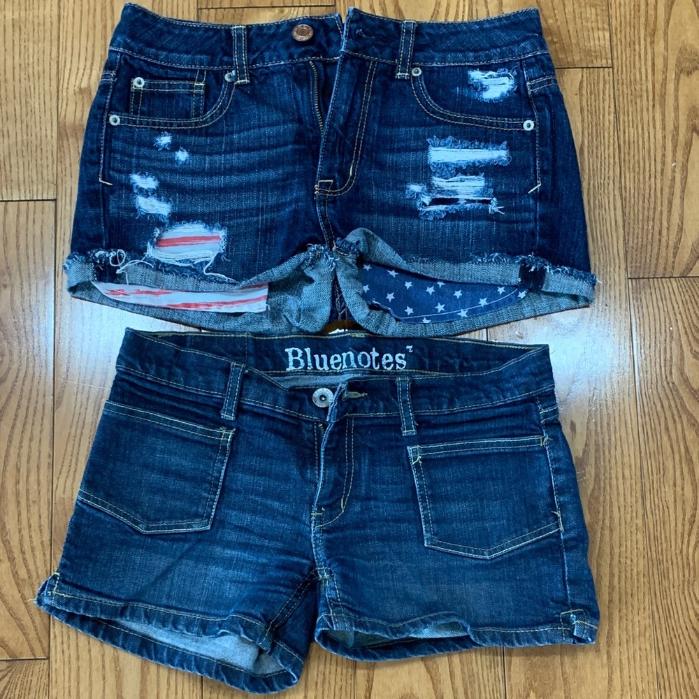 2 pairs of denim shorts size 2 American Eagle and Bluenotes